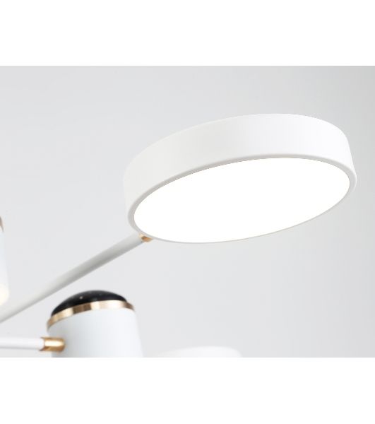 Люстра светодиодная на штанге Ambrella light FL51627/9+4 WH/FGD белый/золото 132W 3000-6000K D850*370 (без ПДУ)
