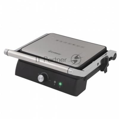Гриль электрический Endever Grillmaster 225, серебристый/черный, 2300 Вт, терморегулятор, размер пов-ти 28х17 см