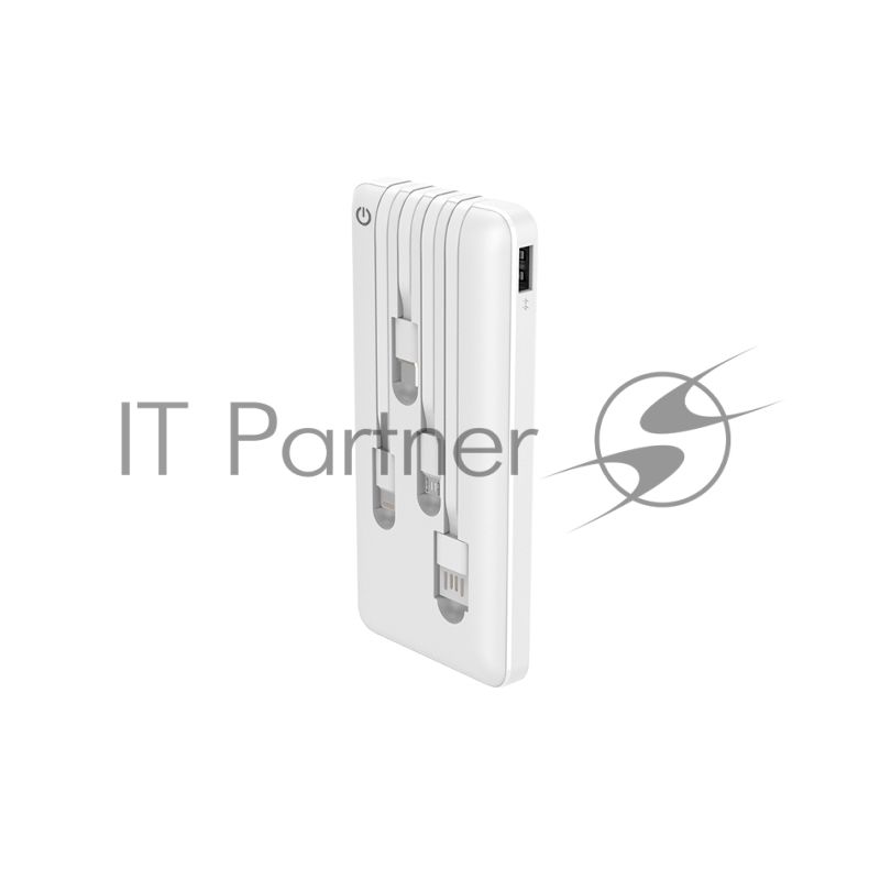 Портативный аккумулятор Powerbank Perfeo ABSOLUTE 10000mah In Micro usb,USB/Out USB,Micro usb,Type-C,Lightning, 2.1А/белый (PF_B4879)