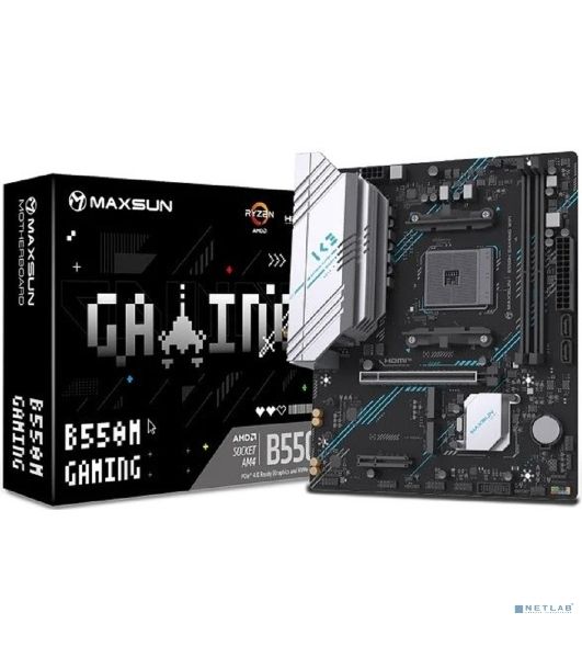 Материнская плата MAXSUN MS-B550M GAMING WIFI (Socket AM4, mATX, 2*DDR4, VGA/HDMI, 2*SATA3, 2*M.2, 1*PCIEx16/1*PCIEx4, 4*USB 2.0, 2*USB 3.2 Gen1, Wi-Fi 5, LAN 1*1G, RTL)