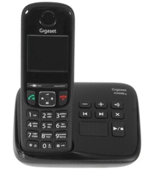 Радиотелефон Dect Gigaset AS690A DUO черный (труб. в компл.:2шт) автооветчик АОН