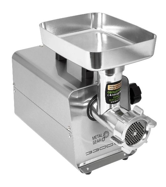 Мясорубка электрическая HOLT HT-MG-010 серый, 3300 Вт, 3.5 кг/мин, реверс, насадки - 4