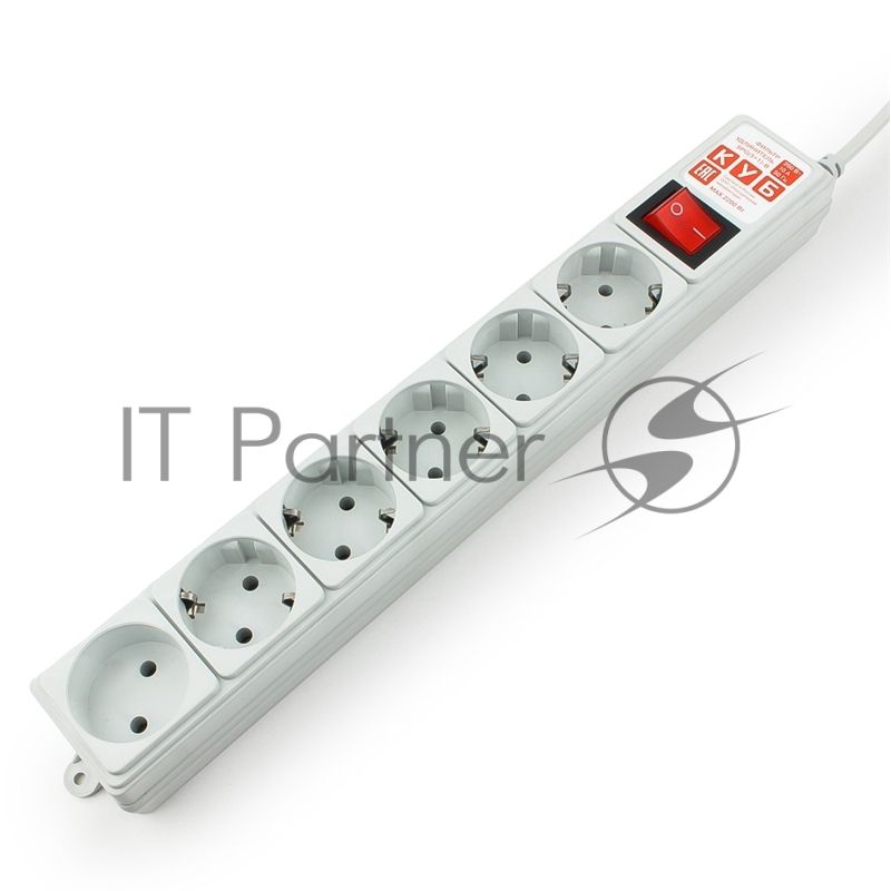 Сетевой фильтр Power Cube B, 3.0 м, 5+1 розетка, серый