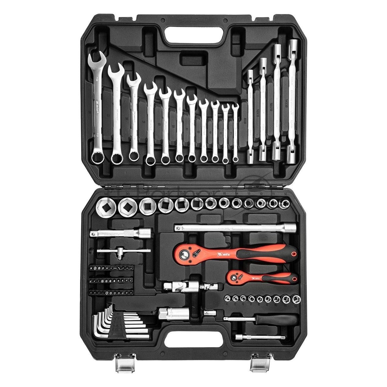 Набор инструментов MTX 1/2", 1/4", CrV, пластиковый кейс 89 предметов