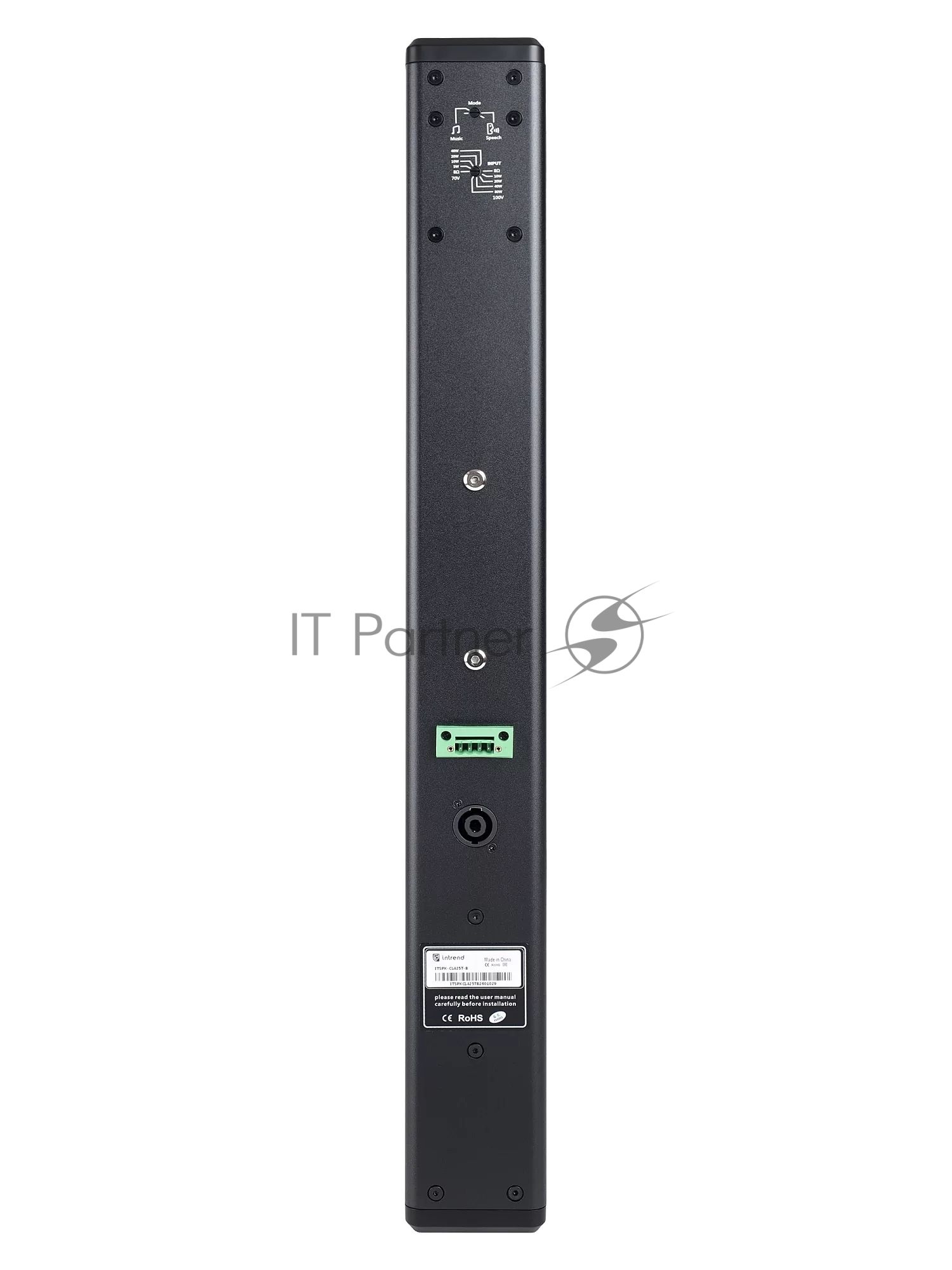 Звуковая колонна Intrend ITSPK-CL425T-B пассивная, 4x2.5", 8 Ом / 100V (100Вт), SPL 113dB, 106Hz-20kHz, 120°x20° (HхV), вес 3.5кг, цвет черный, крепление в комплекте, (цена за 1шт., в упаковке 2 шт.)