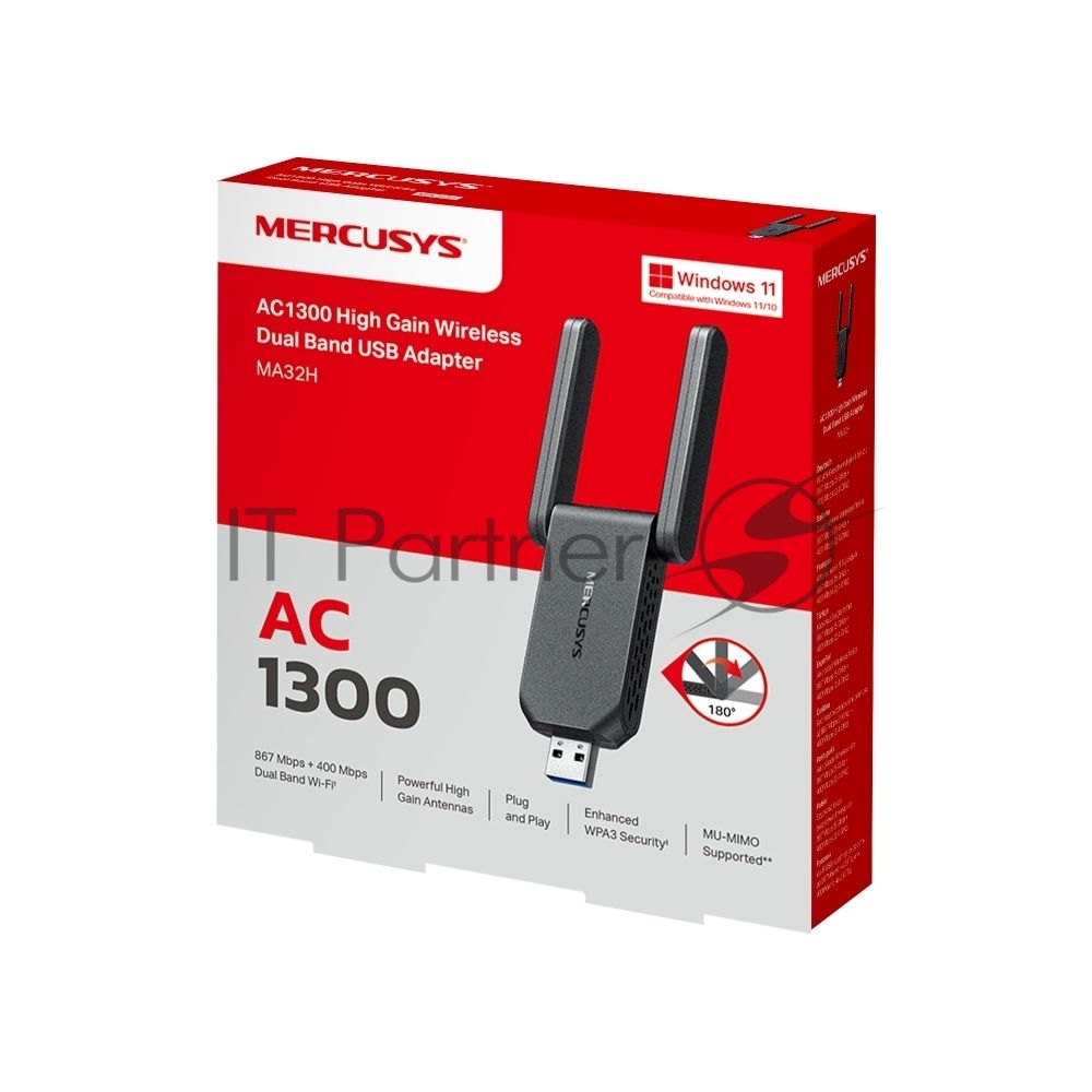 Беспроводной USB-адаптер Mercusys MA32H черный