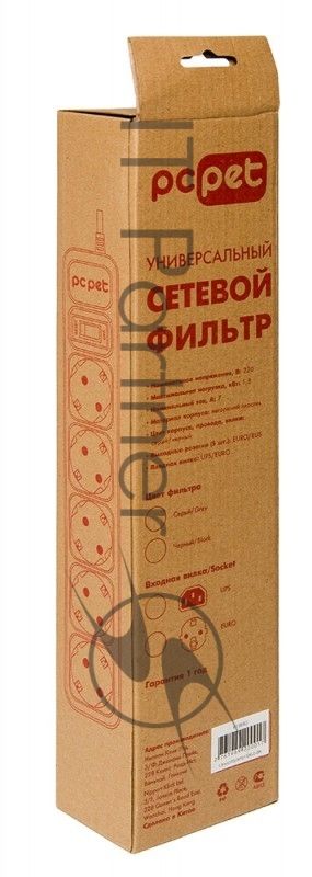 Сетевой фильтр PC Pet AP01006-1.8-BK 1.8 м, 5 розеток, черный