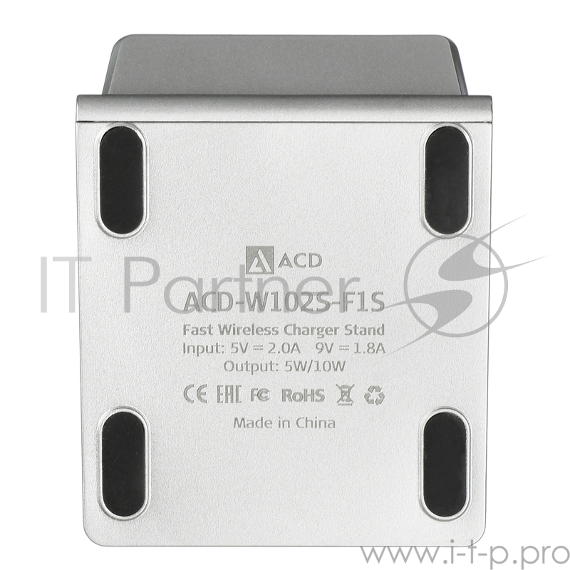 Сетевое зарядное устройство ACD-W102S-F1S 10Вт, беспроводная Qi, 2-катушки с QC, 5В/2А ~ 9В/1,8А RTL