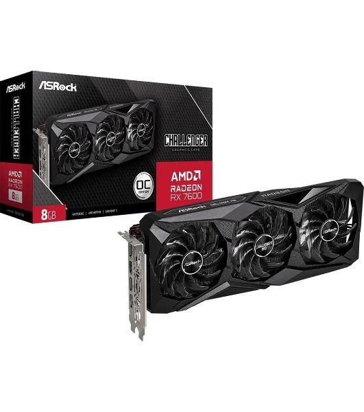 Видеокарта ASRock AMD Radeon RX 7600 Challenger Pro 8GB OC, 8 GB GDDR6, 128 bit, 3xDisplayPort, HDMI, GPU 2280 MHz