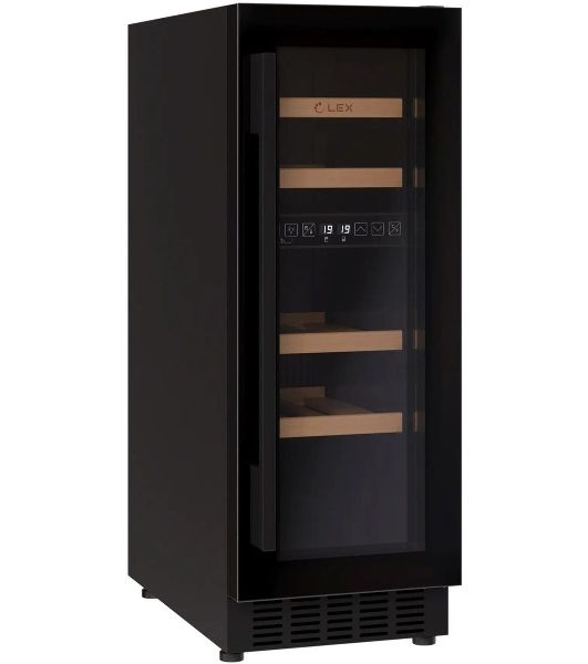 Винный шкаф LEX LWD3017BL черный, 52 л, 2 отсека, 17 бут.