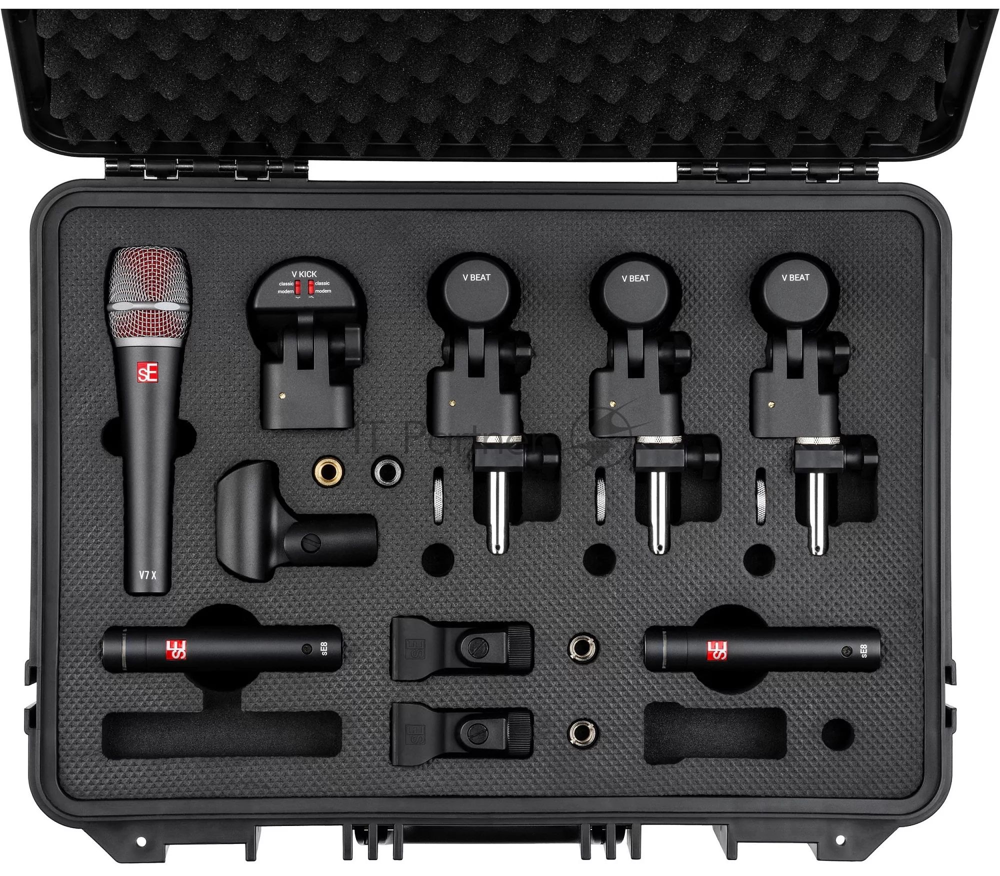 Набор микрофонов для ударной установки sE Electronics V PACK ARENA 1 х микрофон V KICK, 3 х микрофона V BEAT, 3 х крепления V CLAMP, 1 х микрофон V7 X, 2 х конденсаторных микрофона sE8, пластиковый кейс