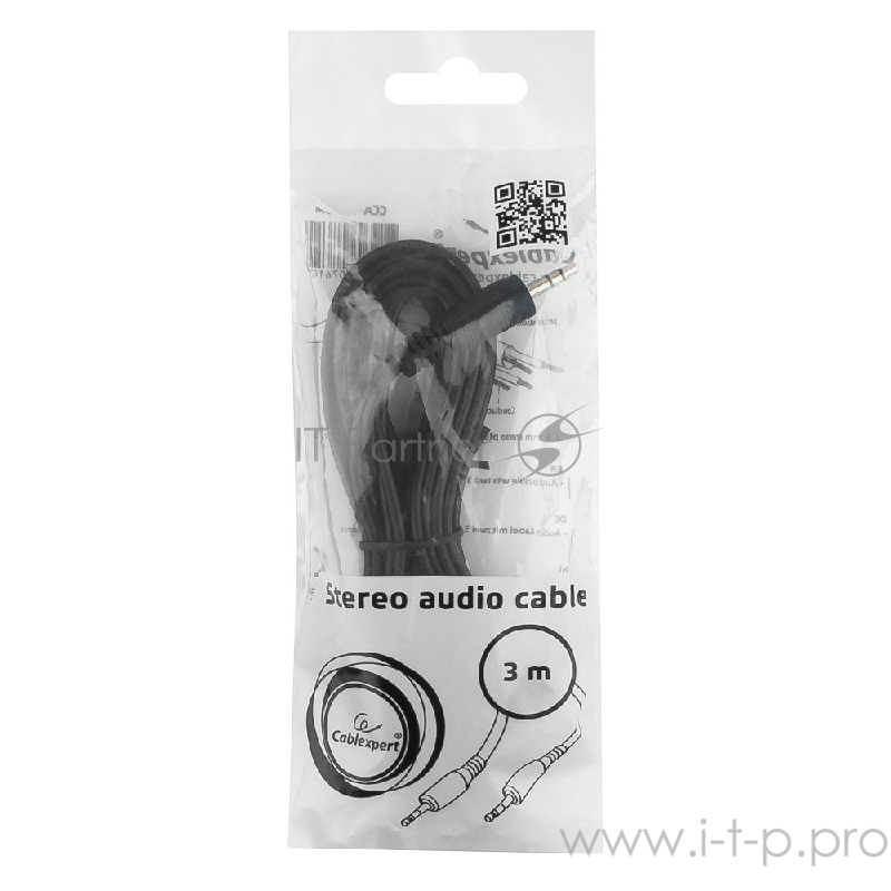 Кабель аудио Cablexpert CCA-404-3M, Jack3.5 - Jack3.5, 3м