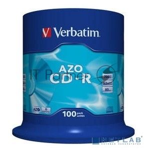 Диск CD-R Verbatim 700Mb 52x 100 шт., DataLife+ Cake Box Pastel Color (43430)