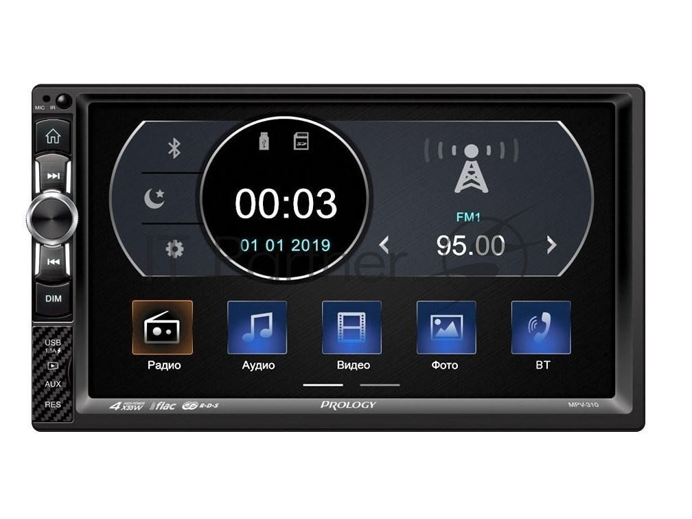 Автомагнитола Prology MPV-310, 2 DIN, 7", Bluetooth, USB Type-A, AUX, пульт ДУ