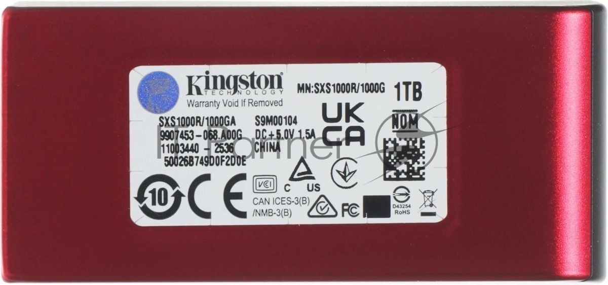 Внешний SSD Kingston XS1000, 1TB, USB 3.2 Gen 2 Type-C, R/W 1050/1000, красный
