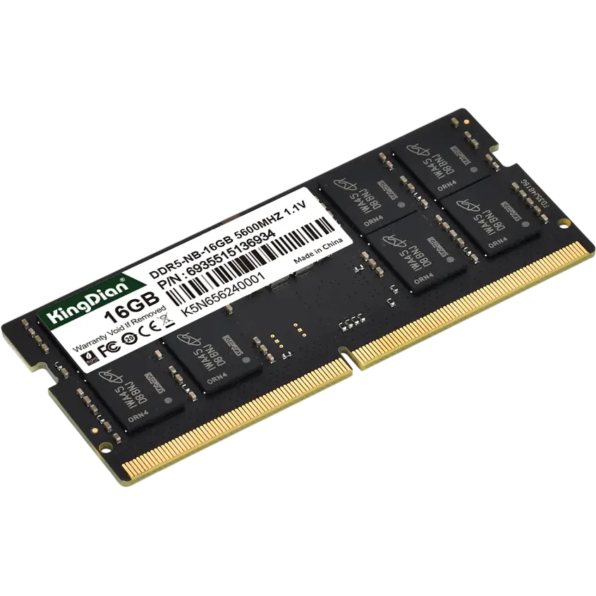 Оперативная память KingDian, DDR5, 16GB (1x16GB), 5600 MHz, CL46, без радиатора, SO-DIMM
