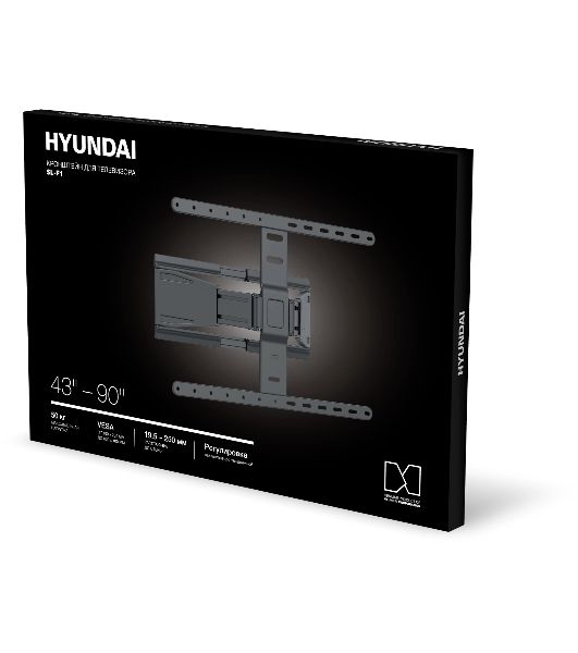 Кронштейн для телевизора Hyundai SL-F1 черный 43"-90" макс.50кг настенный поворотно-выдвижной и наклонный