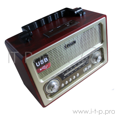 БЗРП РП-312 USB, SD, microSD, стереозвук(Диапазон УКВ 64-108 Мгц/СВ-530-1600Кгц/КВ-5,6-18,3 Мгц, USB, функция записи, слот под SDкарту, МР3, 6В/220В, стереозвук, размер 275х130х185 мм.)