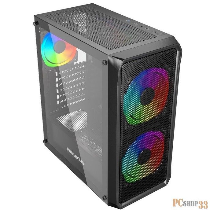 Компьютерный корпус Powercase Mistral Edge SE, Tempered Glass, 2x 140mm ARGb PWM+1x 120mm ARGb PWM, черный, ATX (CMSEB-A3)