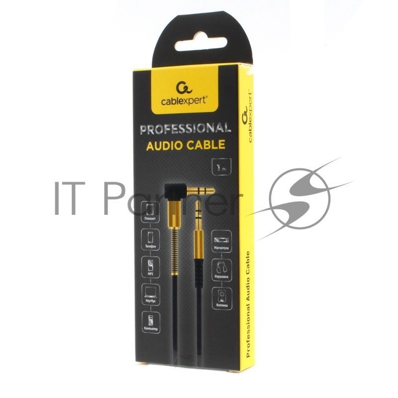 Кабель Cablexpert аудио 90˚ CCAB-02-35MML-1MB. 3.5 Jack (M)/3.5 Jack (M), черный, 1м, блистер