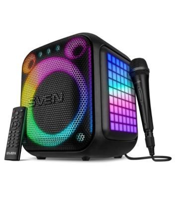 Портативная колонка SVEN PS-880, черный, 1.0, 110 Вт (RMS), Bluetooth, FM, USB, microSD, LED-дисплей, аккумулятор