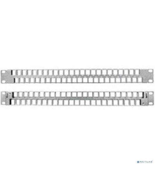 Модульная патч-панель 19"" Hyperline PPBLHD-19-48S-SH-RM, 48 портов, Flat Type, 1U, для экранированных и неэкранированных модулей KJ2(C6A), KJNE, с задним кабельным организатором (без модулей)