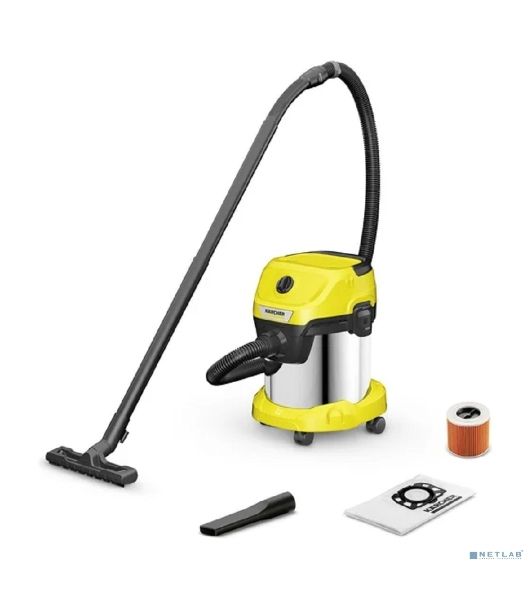 Строительный пылесос Karcher WD 3 S V-15/4/20 1000Вт (уборка: сухая) желтый