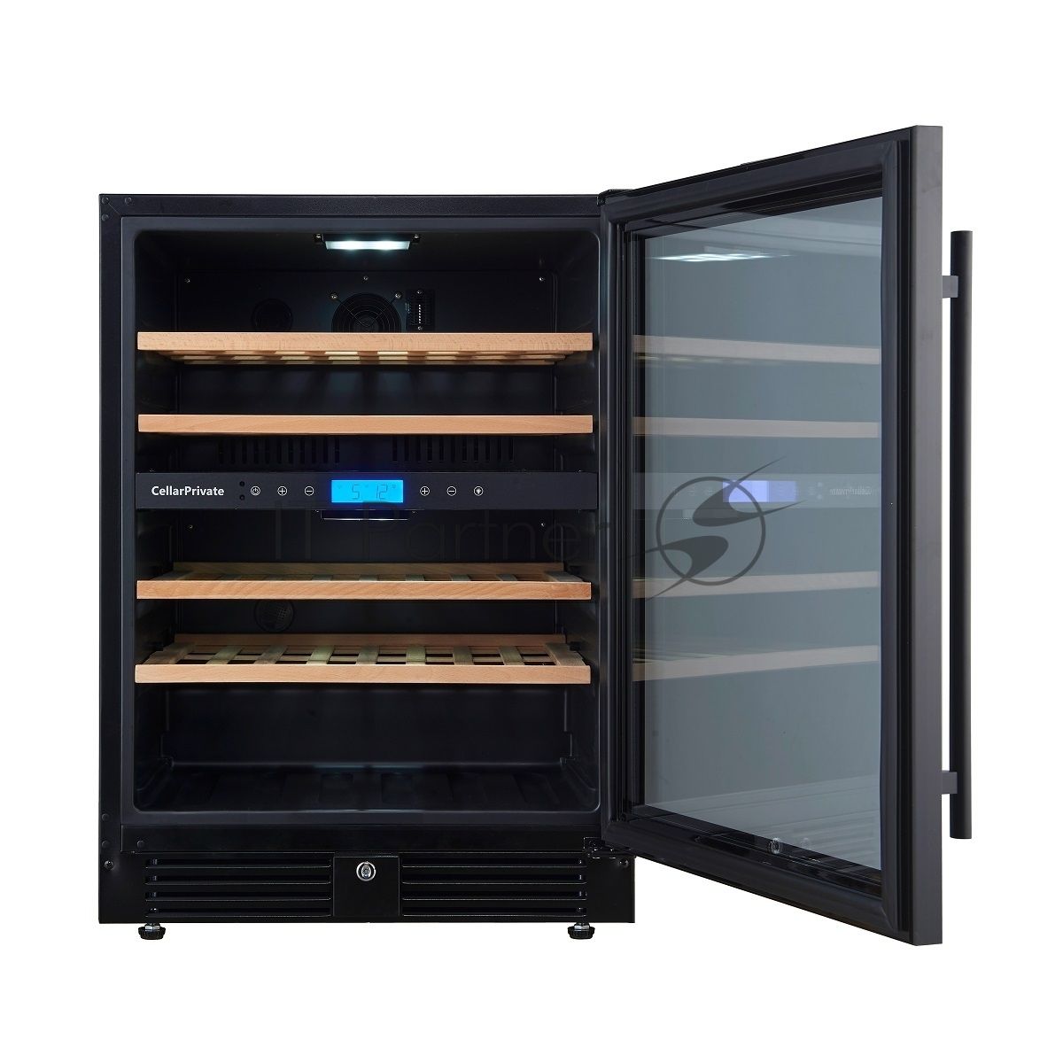 Винный шкаф встраиваемый Cellar Private CP043-2TB чёрный, 129 л, 2 отсека, 43 бут.