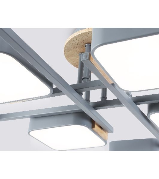 Светильник Ambrella light FL4889/8 GR/WD серый/дерево 144W 3000-6000K 960*960*160 (без ПДУ)