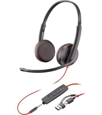 Гарнитура Plantronics Poly Blackwire 3225 чёрный, проводная, USB