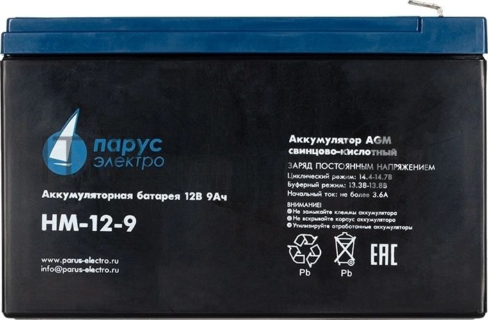 Батарея для ИБП Парус-электро HM-12-9 (AGM/12В/9,0А·ч/клемма F2)