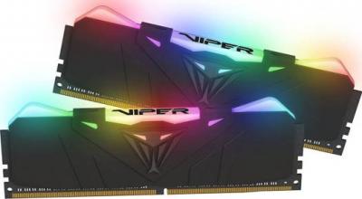 Оперативная память Patriot Viper Gaming RGB Series, DDR4, 16GB (2x8GB), 3200 MHz, CL16, с радиатором, RGB, черный