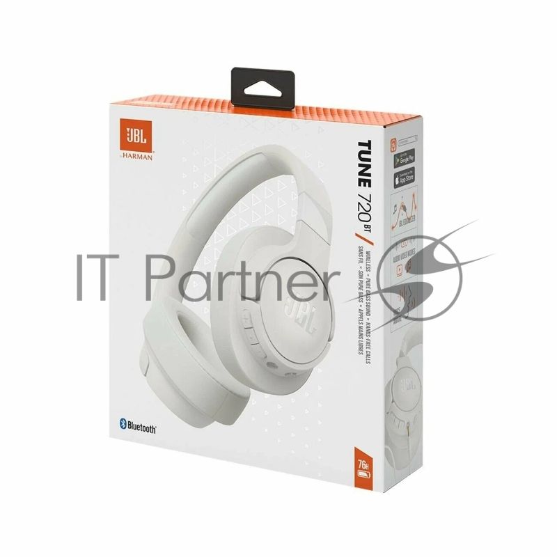 Беспроводные/проводные наушники JBL Tune 720BT белый, полноразмерные, Bluetooth 5.3 + проводной, до 76 ч