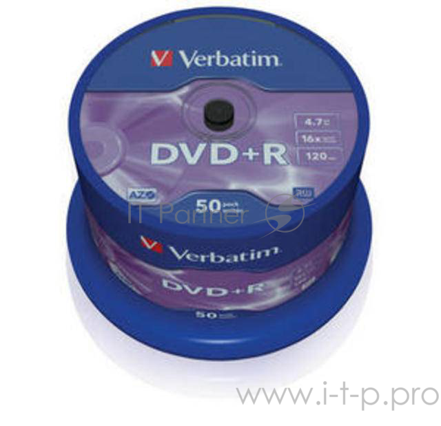 Диск DVD+R Verbatim 4.7Gb 16x Cake Box (50шт) (43550)