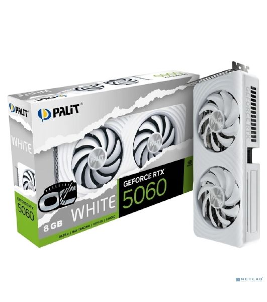 Видеокарта Palit PCIE16 RTX 5060 8Gb PA-RTX 5060 WHITE OC 8Gb белый