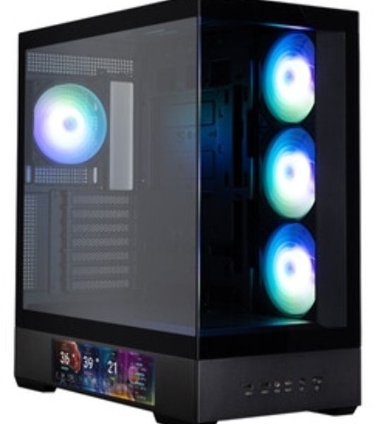 Компьютерный корпус ZALMAN P40 DS, ATX, черный, WINDOW, 9.1-inch LCD screen, 2xCombo(2.5” or 3.5”), 1x2.5”, 1xUSB TYPE-C, 2xUSB 3.0, SIDE 3x120мм ARGb, REAR 1x120мм ARGb