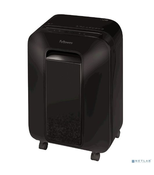 Шредер Fellowes PowerShred LX200 черный (секр.P-4)/перекрестный/12лист./22лтр./скрепки/скобы/пл.карты