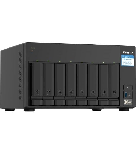 Сетевое хранилище без дисков SMB QNAP TS-832PX-4G 8-Bay NAS, AL324 64-bit quad-core 1.7GHz, 4Gb DDR4 SO-DIMM RAM (up to 1x16 Gb), 8 x 3.5"/2.5" drive slots, 2 x 10GbE SFP+ LAN, 2 x 2.5 GbE LAN, 3 x USB 3.2, PCIe slotGen.2 x 2, 3xUSB 3.2