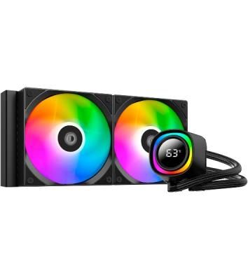 Система жидкостного охлаждения ID-Cooling FX240 TD, 240 мм, 2x120 мм, 300-2000 об/мин, 27.2 дБ, 4-pin PWM, 300 Вт, ARGB, черный
