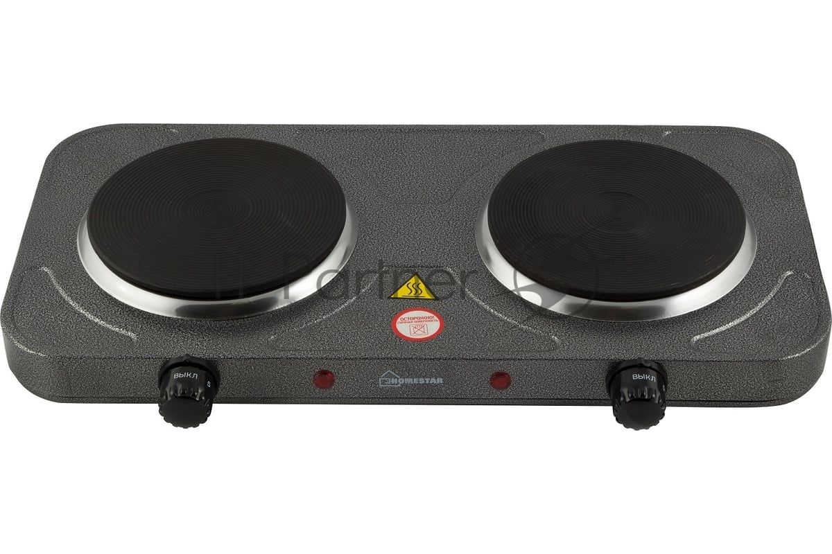 Плита настольная электрическая Homestar HS-1104 серый, 2 кВт, ТЭН, конфорки - 2, эмаль, поворотные переключатели