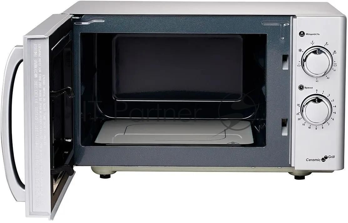 Микроволновая печь Steba MIC 2130 CERAMIC серебристый/черный, 20 л, 700 Вт, переключатели - поворотный механизм