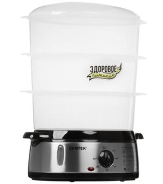 Пароварка Centek CT-1457 серебристый, 9 л, ярусы - 3, 800 Вт, механическое