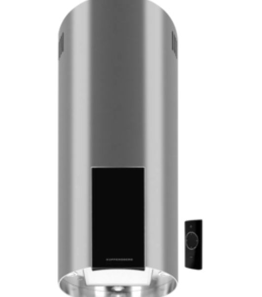 Вытяжка Kuppersberg MOTUBA 35 X, цилиндрическая, островная, 35 см, сенсорное управление, таймер, отвод/рециркуляция, 3 скорости, производительность 850 м3/ч, LED освещение, обратный клапан, уровень шума 68 дБ, угольный фильтр CF110 (опция), цвет нержавеющ