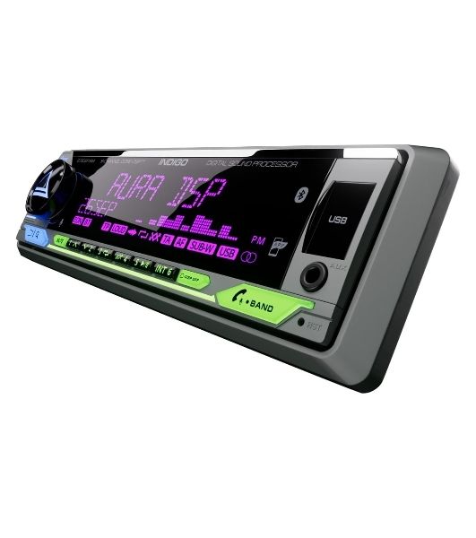 Автомагнитола AURA INDIGO-879DSP, 1 DIN, Bluetooth, USB Type-A, AUX, пульт ДУ