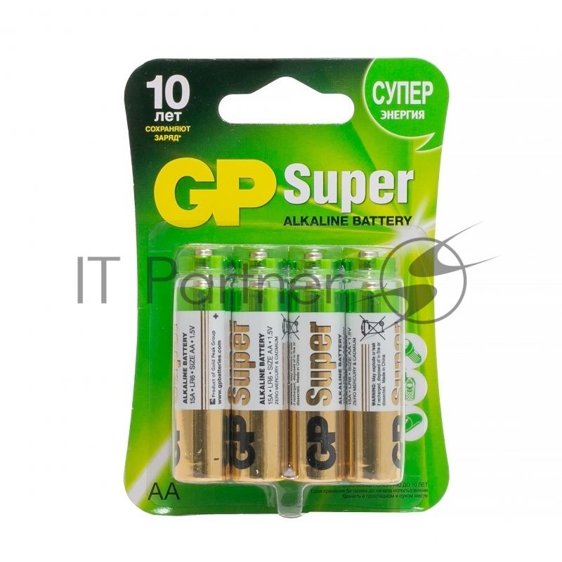 Батарейка GP 15A-CR8 Super Alkaline 15A LR6,  8 шт AA (8шт. в уп-ке)