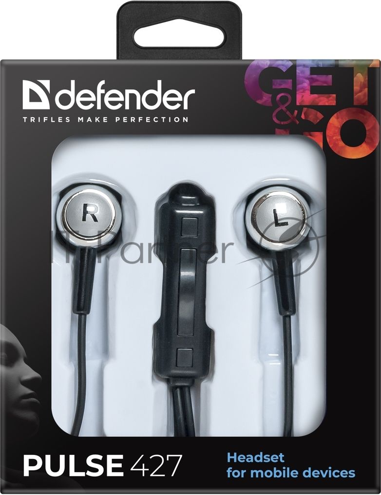 Наушники Defender Pulse 427 черный вставки
