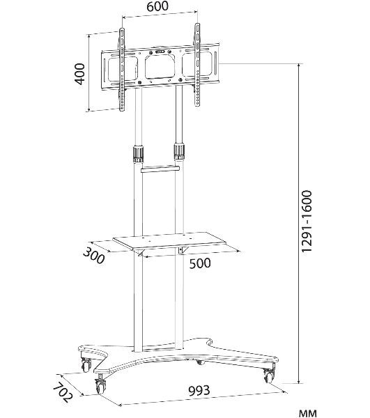 Стойка для телевизора Cactus CS-ST31 черный 37"-75" макс.81.6кг напольный мобильный