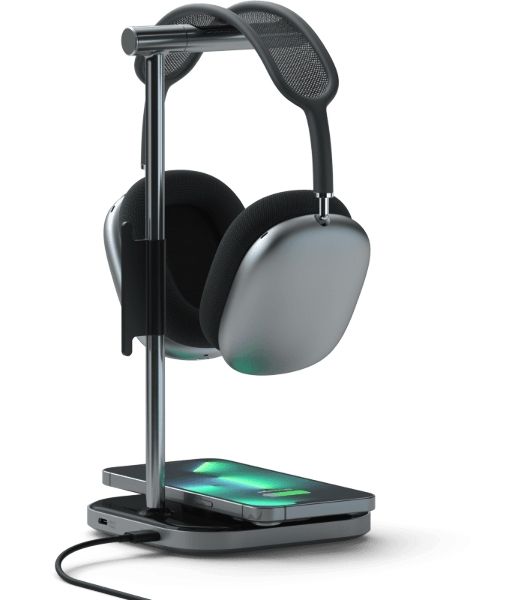Подставка для наушников 2-в-1 с беспроводным зарядным устройством Satechi 2 in 1 Headphone Stand with Wireless Charger, Серый Космос