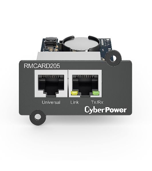 Карта удаленного управления CyberPower SNMP для источника бесперебойного питания серий OL, OLS, PR, OR, ПО PowerPanel® Business Edition, совместимость с ENVIROSENSOR, 0.15х0.15х0.07м., 0.2кг. Remote management SNMP card for OL, OLS, PR, OR series UPSs, Po