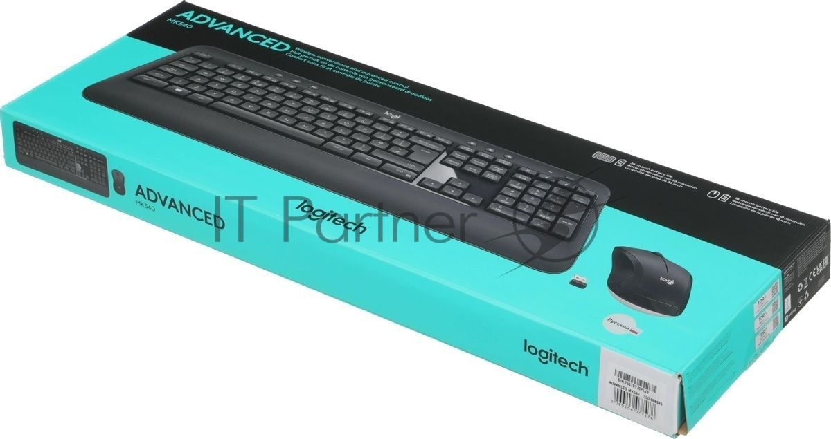 Комплект клавиатура+мышь Logitech MK540 Advanced беспроводной, USB, 1000 DPI, чёрный